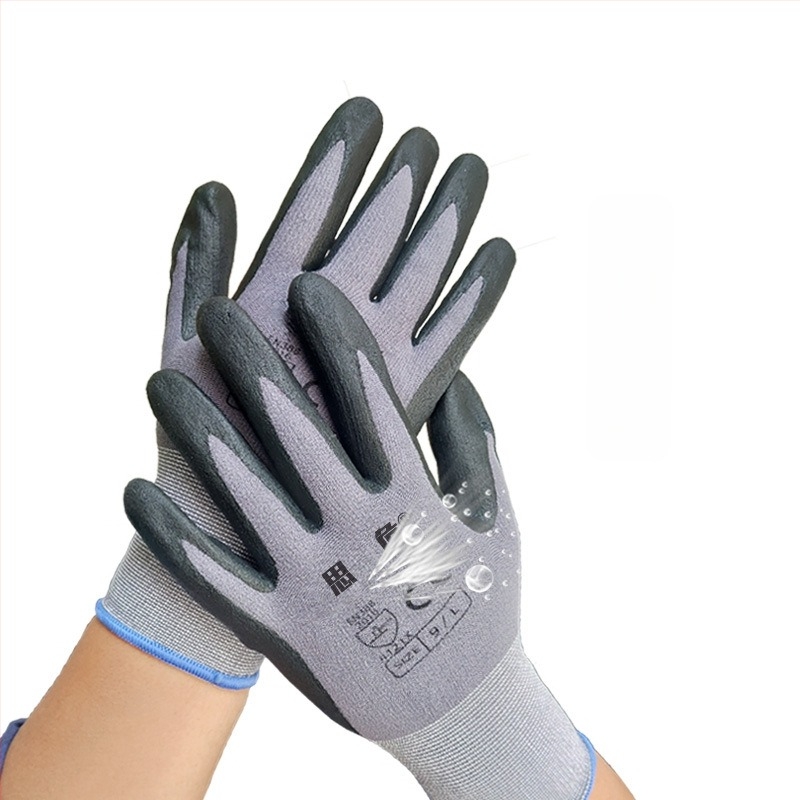 S70313 Nylon-nitril habosított munkakesztyűk, lélegzők, kopásállók, csúszásmentesek, vízállóak és olajállóak