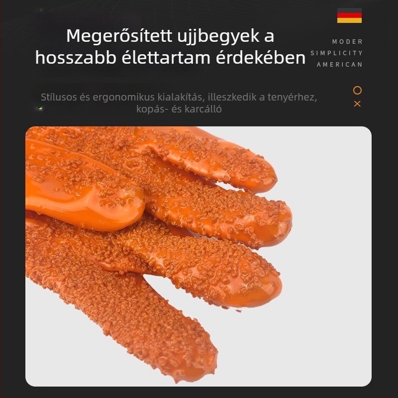 Chengxing 908 Beágyazott PVC ipari kesztyű, csúszásmentes fogással, olajálló, kopásálló, sav- és bázisálló, pamutgyapottal bélelt