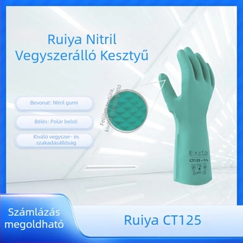 Ruiya nitril kesztyű 6-os szintű kémiai ellenállás, sav-bázis és olajálló, kopásálló munkavédelmi kesztyű
