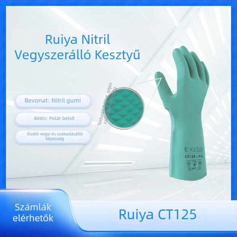 Ruiya nitril kesztyű 6-os szintű kémiai ellenállás, sav-bázis és olajálló, kopásálló munkavédelmi kesztyű