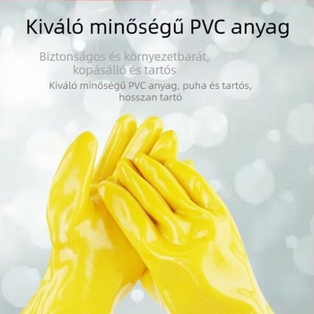Sárga PVC bevonat kesztyűk, vastagított, kopásállóak, ipari, csúszásmentesek, olaj- és sav-bázis-állóak, halfeldolgozási védelem