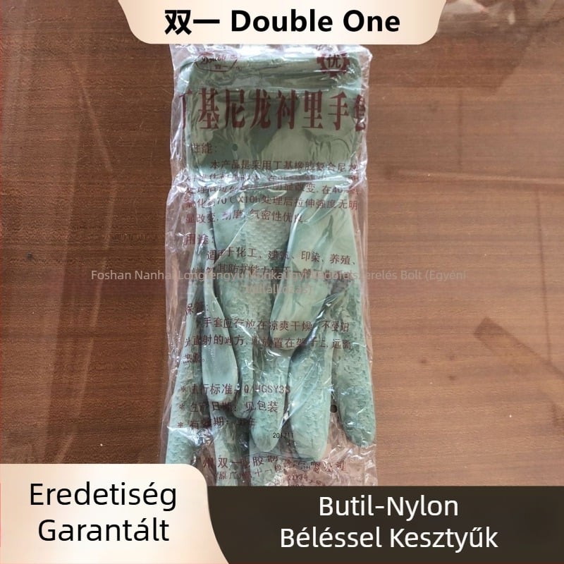 Double One márkájú butil-nylon béléses ipari kesztyűk, sav- és lúgálló
