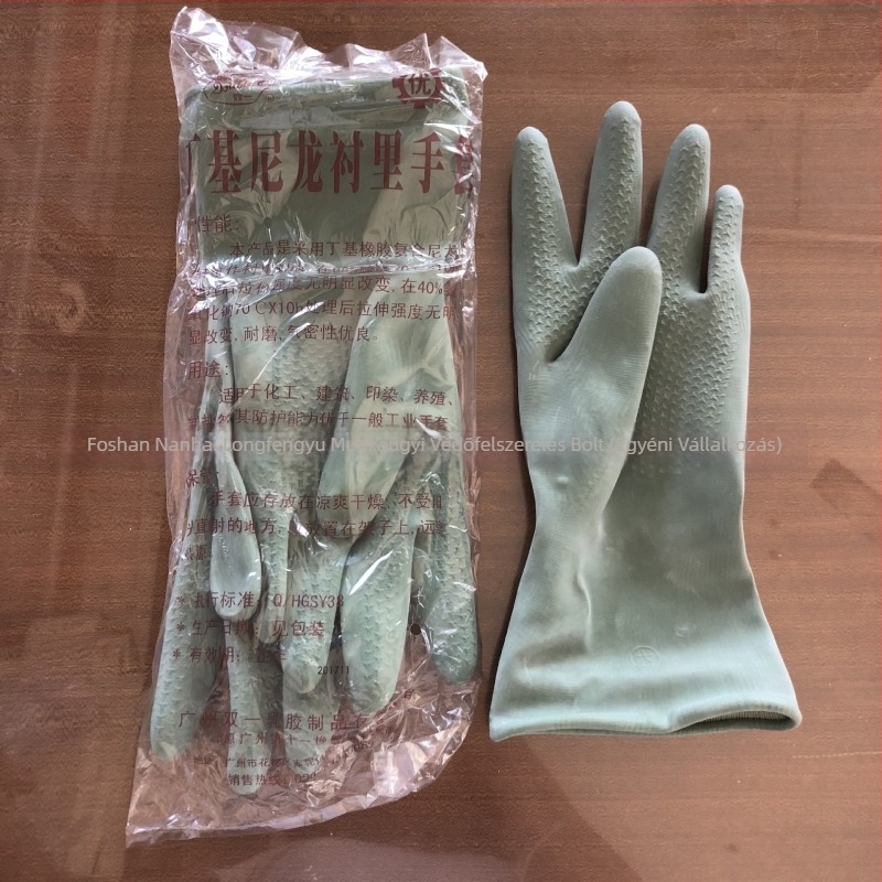 Double One márkájú butil-nylon béléses ipari kesztyűk, sav- és lúgálló