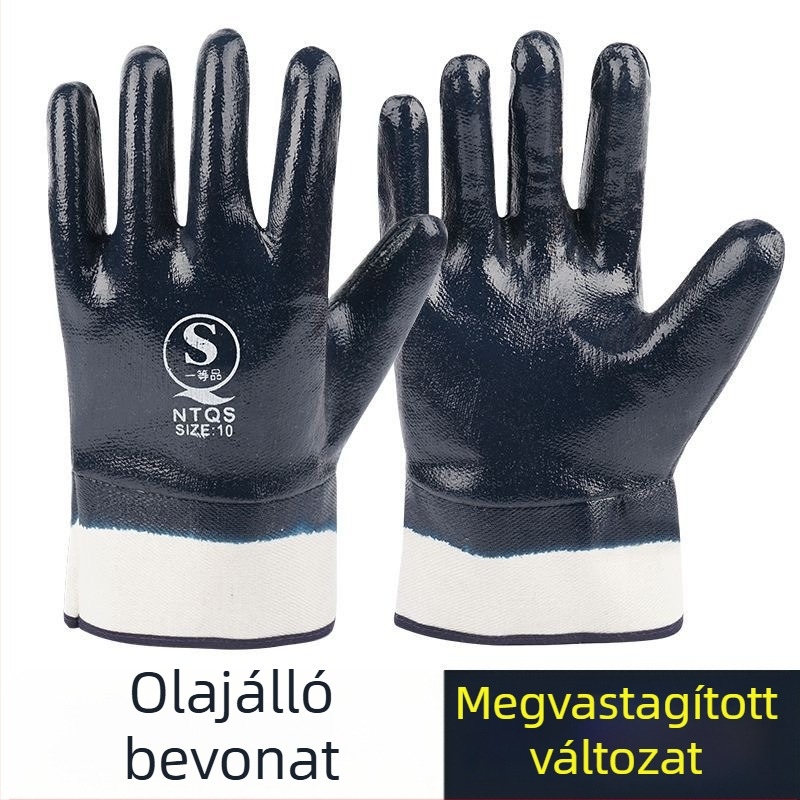 Kék nitril kesztyű olajálló, csúszásmentes, mechanikai karbantartáshoz, kémiai védelemmel