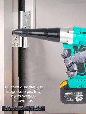 Elektronikus szegecspisztoly Li-ion akkumulátorral, teljesen automata, érintéses töltéssel