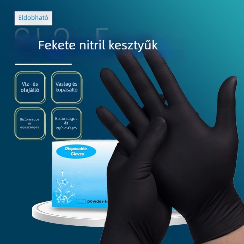 Nitril kesztyűk, egyszer használatosak, olajálló és vízálló, élelmiszer-minőségű, csúszásmentes, érintőképernyő-kompatibilis