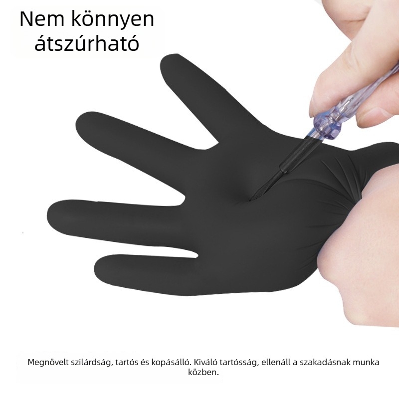 Nitril kesztyűk, egyszer használatosak, olajálló és vízálló, élelmiszer-minőségű, csúszásmentes, érintőképernyő-kompatibilis