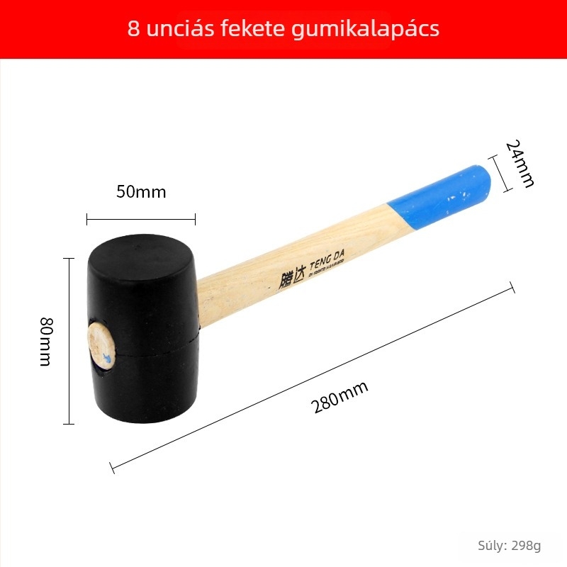 Gumi kalapács fa fogantyúval kerámia csempék és padlóburkolatok telepítéséhez