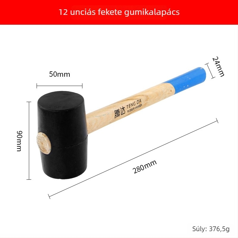 Gumi kalapács fa fogantyúval kerámia csempék és padlóburkolatok telepítéséhez