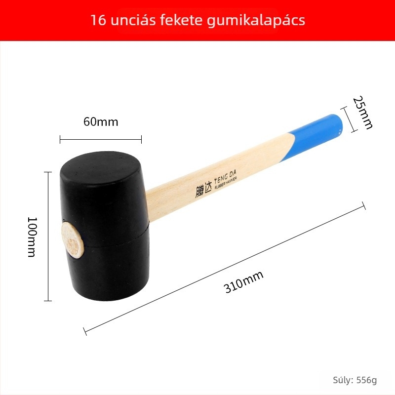 Gumi kalapács fa fogantyúval kerámia csempék és padlóburkolatok telepítéséhez