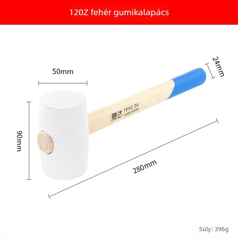 Gumi kalapács fa fogantyúval kerámia csempék és padlóburkolatok telepítéséhez