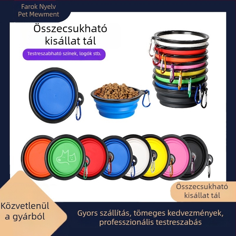 TPE összecsukható kutya tál utazáshoz és kültérre, hordozható víztál, kihúzható kialakítás
