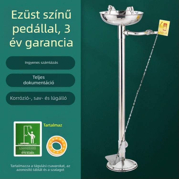 304 rozsdamentes acélból készült függőleges szemmosó állomás ABS bevonattal és lábpedállal laboratóriumi és ipari használatra