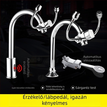 Laboratóriumi pedálos szemmosó csap, indukciós és vészhelyzeti szemmosóval, elektrolitikus szemmosó, színek: réz, fehér, sárga
