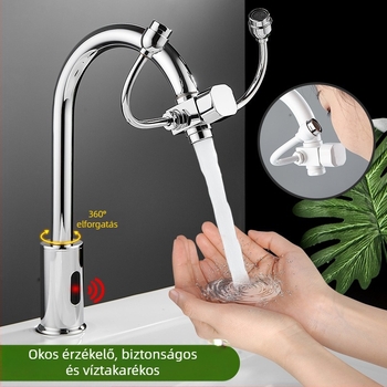 Laboratóriumi pedálos szemmosó csap, indukciós és vészhelyzeti szemmosóval, elektrolitikus szemmosó, színek: réz, fehér, sárga