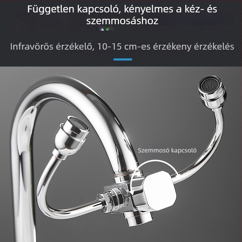 Laboratóriumi pedálos szemmosó csap, indukciós és vészhelyzeti szemmosóval, elektrolitikus szemmosó, színek: réz, fehér, sárga