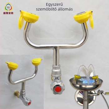 304 rozsdamentes acél laboratóriumi csap, falra szerelt, dupla kijárat, egyszerű szemmosó készülék vészhelyzeti öblítéshez
