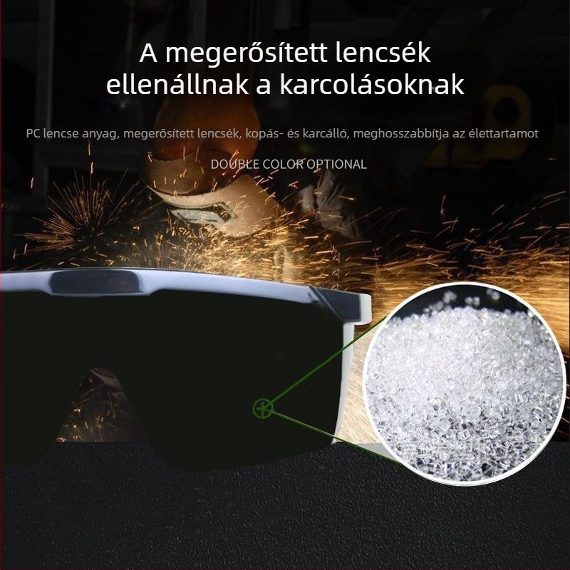 Hegesztő szemüveg a szem védelmére, porálló, tükröződésmentes, UV-védelem