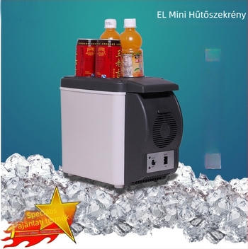 Autóba illő mini hűtő 6L, 12V, meleg és hideg funkcióval, hordozható