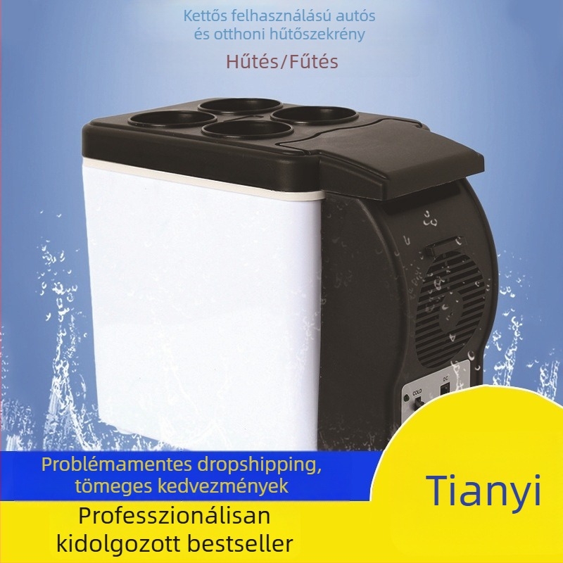 Autóba illő mini hűtő 6L, 12V, meleg és hideg funkcióval, hordozható