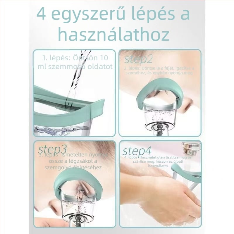 Szemmosó pohár, szemmosó eszköz, hordozható szemmosó készülék, szemek tisztítása és ápolása, enyhíti a szárazságot és a szem fáradtságát