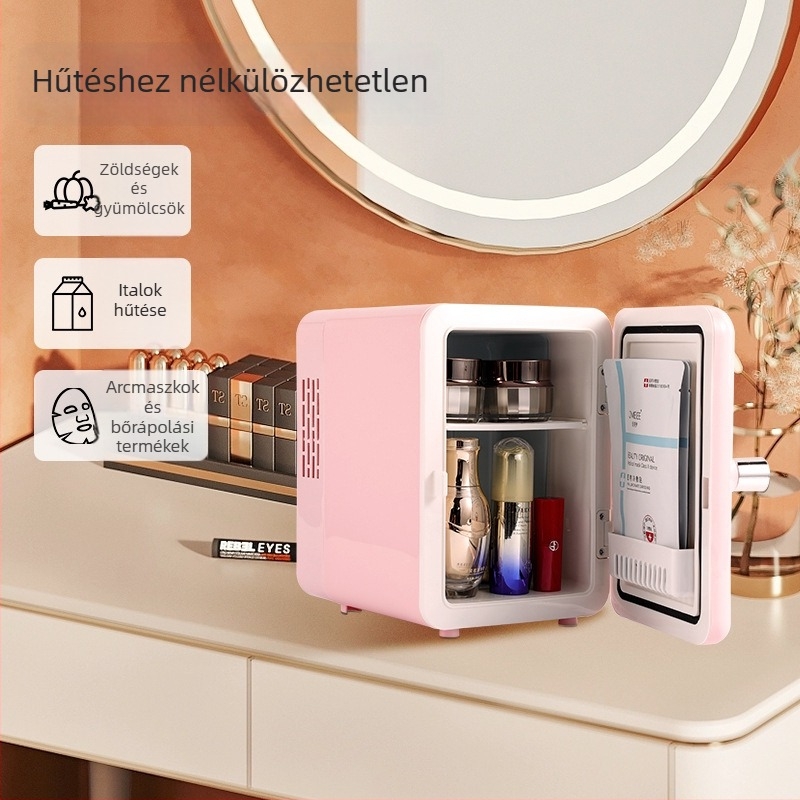 Mini kozmetikai hűtő, hűtés és fűtés, hordozható autóhoz és otthonhoz, legfeljebb 5 L, kompakt