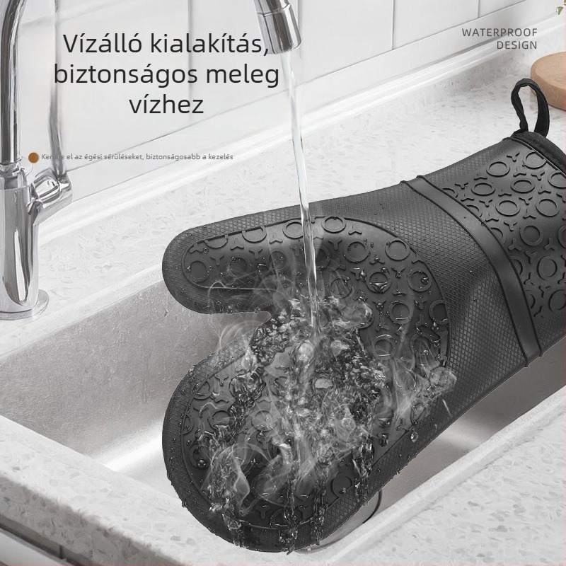 Mikrohullámú sütőhöz szilikon kesztyű, vastag szigeteléssel, hőálló konyhai kesztyű