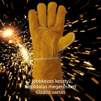 Hosszú tehénbőrből készült hegesztőkesztyűk, csúszásmentesek, kopásállóak, hőszigeteltek, elektromos hegesztéshez és gépi munkákhoz