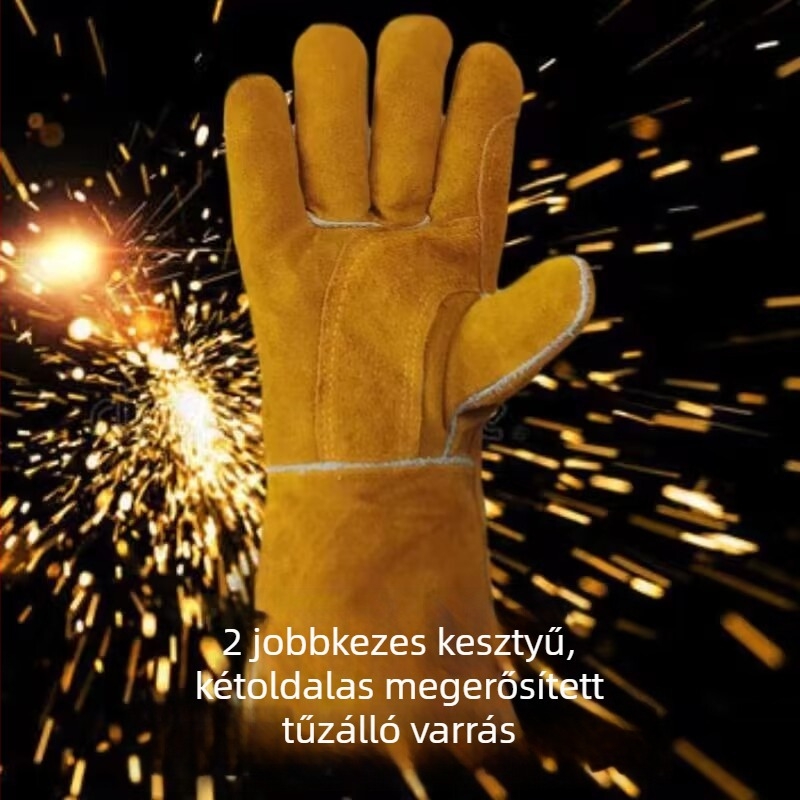 Hosszú tehénbőrből készült hegesztőkesztyűk, csúszásmentesek, kopásállóak, hőszigeteltek, elektromos hegesztéshez és gépi munkákhoz