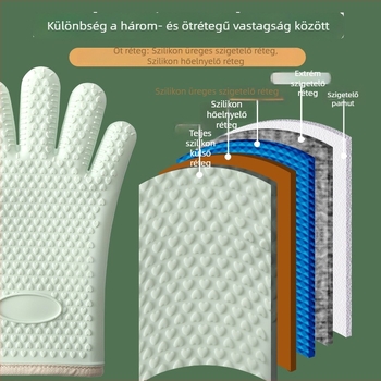 Szilikon konyhai sütőkesztyű, hőálló, csúszásmentes, sütéshez és mikrohullámú sütőhöz