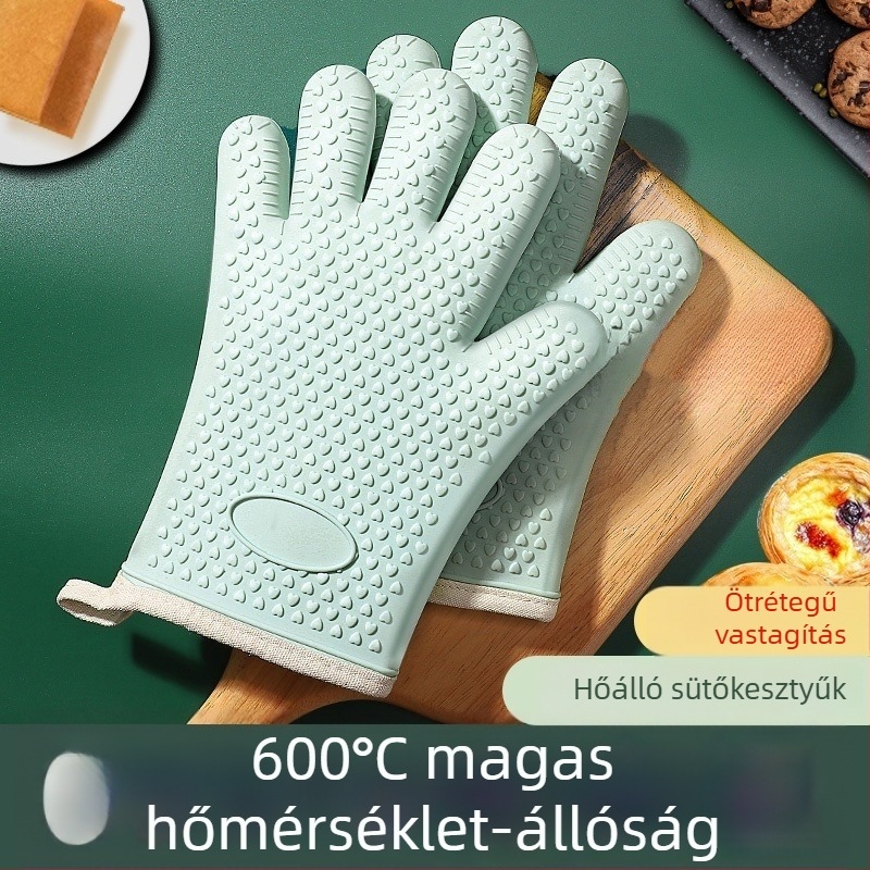 Szilikon konyhai sütőkesztyű, hőálló, csúszásmentes, sütéshez és mikrohullámú sütőhöz