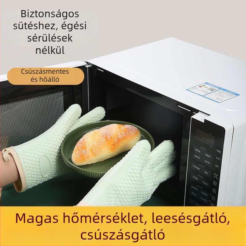Szilikon konyhai sütőkesztyű, hőálló, csúszásmentes, sütéshez és mikrohullámú sütőhöz