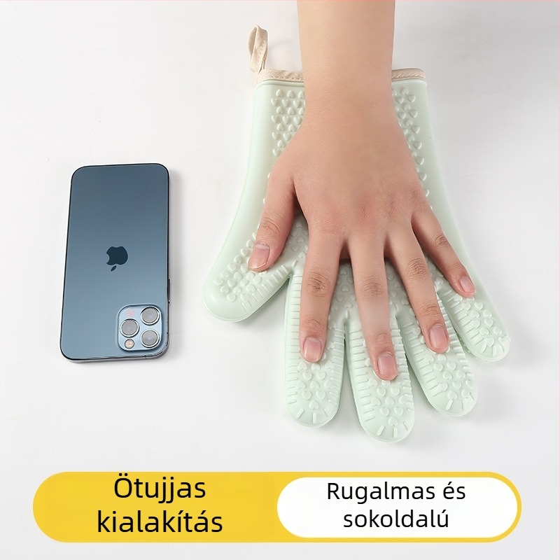 Szilikon konyhai sütőkesztyű, hőálló, csúszásmentes, sütéshez és mikrohullámú sütőhöz