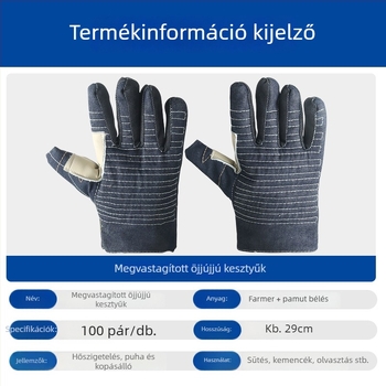 Ötujjas pamut sütőfogó kesztyű vászon és denim anyagból, hőálló és szigetelt a sütéshez