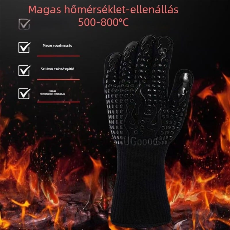 Aramid-szilikon hőálló kesztyű BBQ-hoz, sütőhöz és mikrohullámú sütőhöz