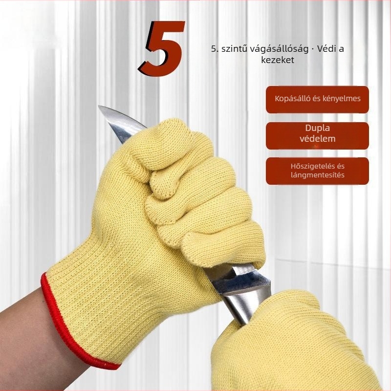 Kétsz layeres aramid hőálló kesztyűk, vágásálló, tűzálló, mikrohullámú sütőben használható, égésgátló, ipari felhasználásra