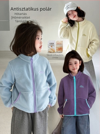 Lányok őszi kabátja 2026 – dupla oldalú fleece, antistatikus, 300 g meleg kabát cipzárral