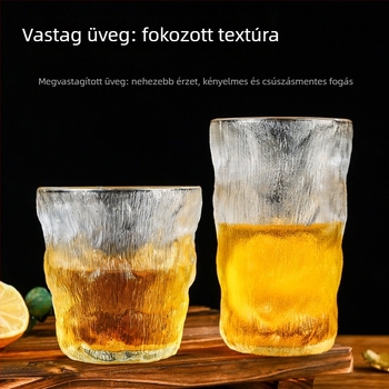 Matt üveg pohár fakéreg-textúrával, boroszilikát üveg, víz- és whisky pohár, kézzel fújt, logóval ellátott, díszdobozban