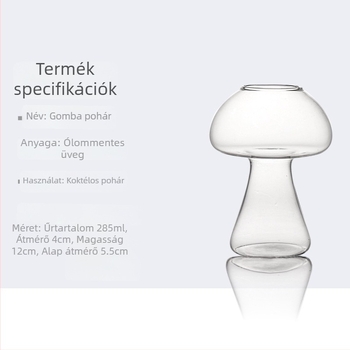 Kézzel fújt boroszilikát pohár koktélhoz, gomba alakú, modern, minimalista dizájn otthoni bárhoz