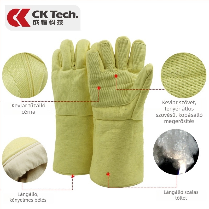 CK Tech CKS-ABAA15-38 Para-aramid hőálló kesztyűk, 500°C, ipari és otthoni sütő használatra