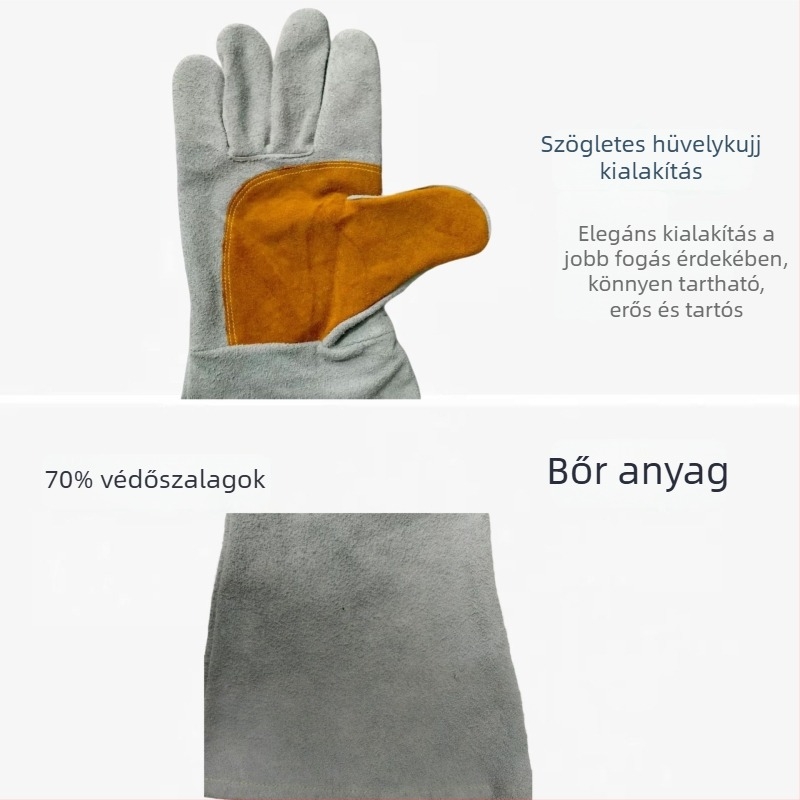 Lucky Star borjúbőr hegesztő kesztyűk, vastagított, hőálló, lángálló, kopásálló, hegesztéshez