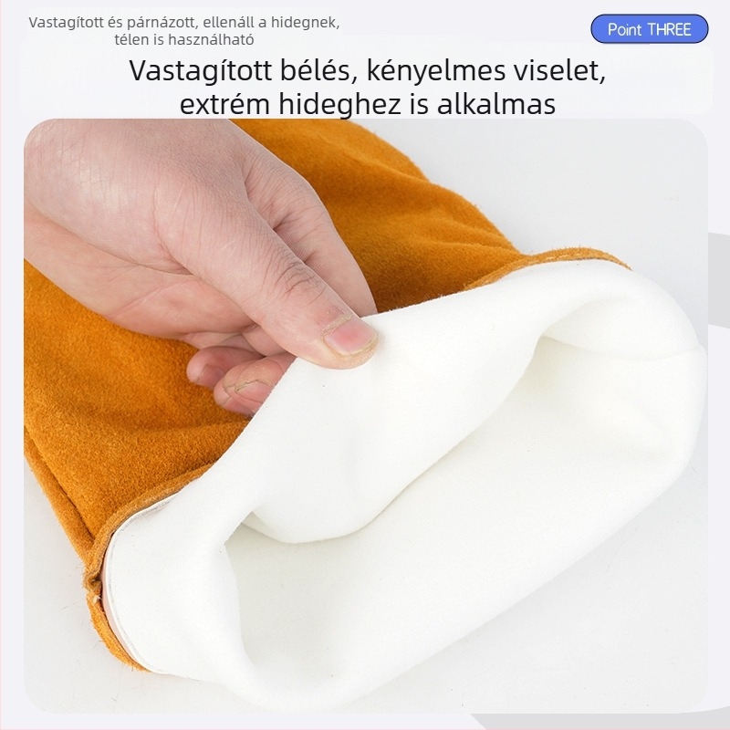 60 cm-es hosszú tehénbőr hegesztőkesztyűk, teljes bőr, kopásálló, égési és slag elleni védelem