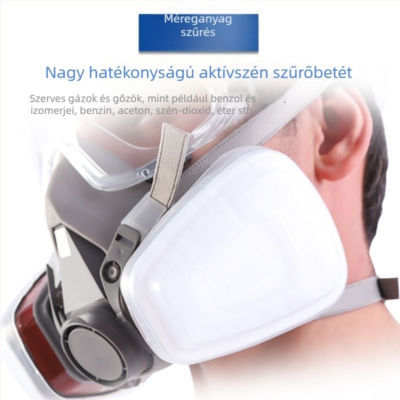 6200 gázmaszk permetezéshez és porvédelemhez aktív szén szűrővel