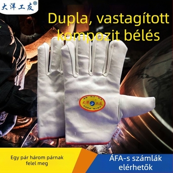 Két rétegű kompozit twill pamut munkavédelmi kesztyű hegesztéshez, megerősített, kopásálló