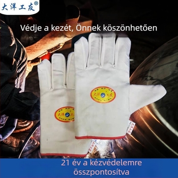 Két rétegű kompozit twill pamut munkavédelmi kesztyű hegesztéshez, megerősített, kopásálló