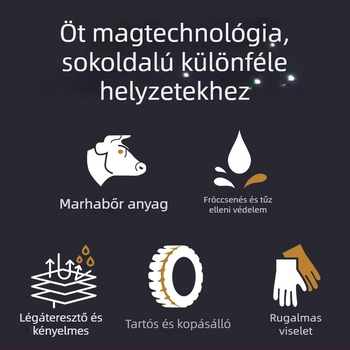 Tehénbőr hegesztő kesztyű hosszú mandzsettával, puha, hőálló, dupla rétegű