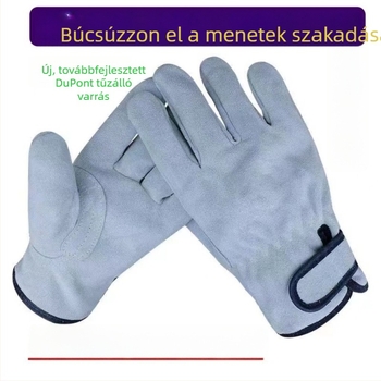 Hegesztő bőrből készült kesztyű, hőálló, csúszásmentes, kopásálló, puha, rövid modell, hüvelykujj megerősített, tűzálló
