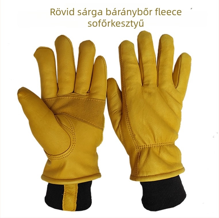 Juhbőr hegesztő kesztyűk, rövid fazon, fleece béléssel, melegek télen, kültéri kerékpározáshoz, szélálló, vastagított