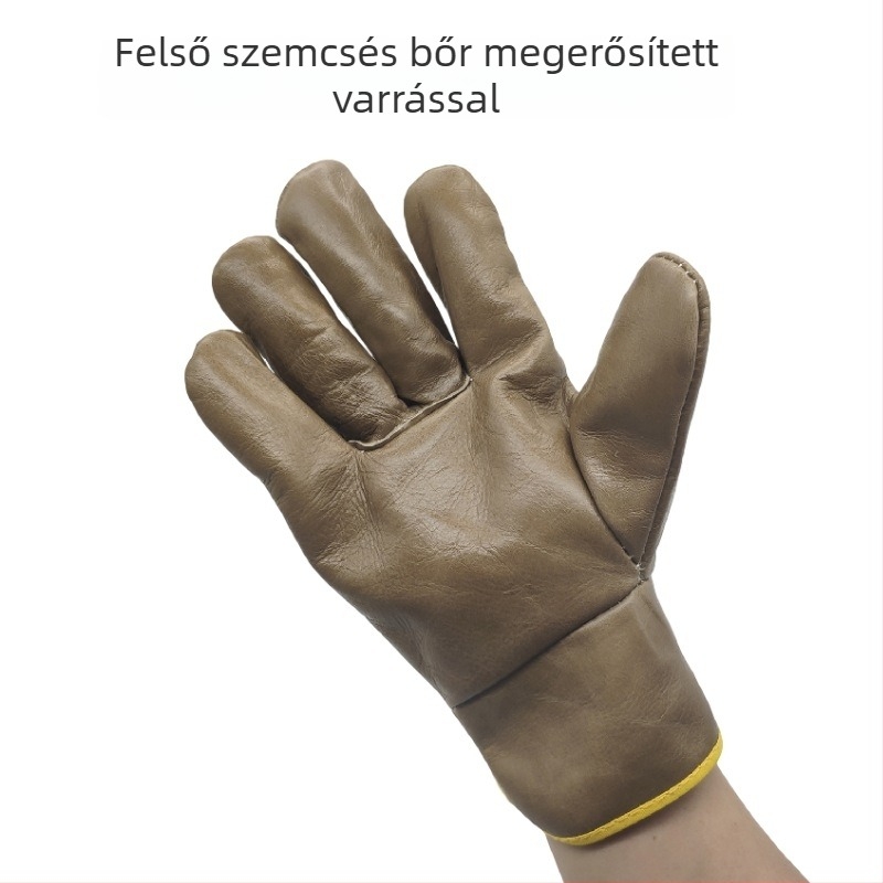 Felsőrétegű marhabőrhegesztő kesztyűk, teljes bőrből, rövid mandzsetta, hőszigetelt védő kesztyűk hegesztéshez, kültéri használatra