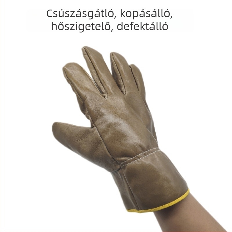 Felsőrétegű marhabőrhegesztő kesztyűk, teljes bőrből, rövid mandzsetta, hőszigetelt védő kesztyűk hegesztéshez, kültéri használatra